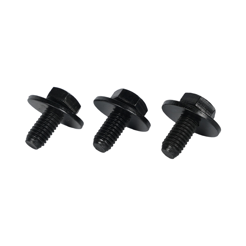 Black Hex Head Bolt With Integrated Flat Washer Assembly